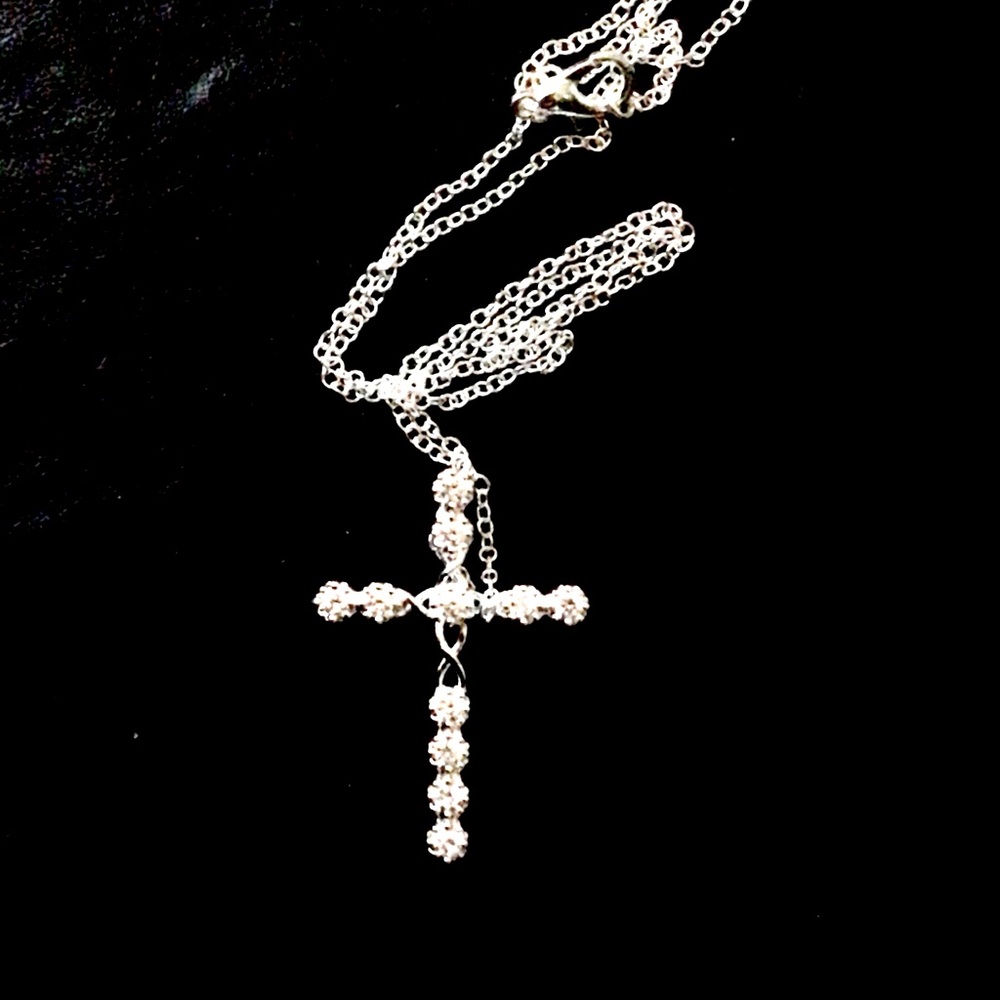 COPY - NWT Sterling and crystal cross necklace